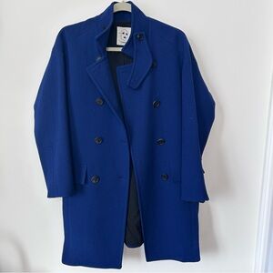 TOMBOY Blue Double Breasted Oversized 100% Wool Coat Women US Size 0-2 (XS-S)